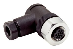 SICK DOS-1204-WN Sensor Connector, M12, Female, 4 Positions, Screw Socket, Right Angle Cable Mount