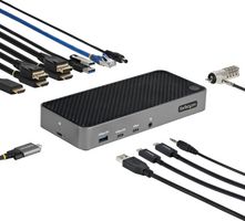 STARTECH 116U-USBC-DOCK 扩展坞,USB-C 三屏扩展坞,支持 4K HDMI 及 DP,5 个 USB 接口,GbE,100W USB PD