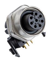 AMPHENOL LTW M12D-04PFFR-SF8001 传感器连接器, M Series, M12, 母, 4路, 焊接插座, 直角面板 PCB 安装
