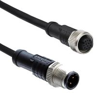 AMPHENOL LTW M12A05ML-12AFL-SD002 Sensor Cable, M12 Sensor Straight Plug, M12 Sensor Straight Receptacle, 5 Positions, 2 m, 6.6 ft