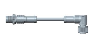 AMPHENOL LTW M12A05ML-12AFR-SDA05 传感器电缆, A编码,黑色, M12 插头, 90° M12插座, 5路, 500 mm, 19.6 ", M Series