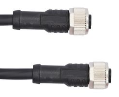 AMPHENOL LTW M12A08FL-12AFL-SBA05 Sensor Cable, A Code, Black, M12 Receptacle, M12 Receptacle, 8 Positions, 500 mm, 19.6 ", M Series
