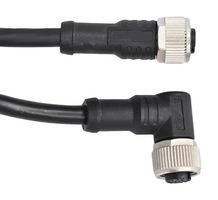 AMPHENOL LTW M12A05FL-12AFR-SDA05 Sensor Cable, A Code, Black, M12 Receptacle, 90° M12 Receptacle, 5 Positions, 500 mm, 19.6 "