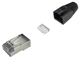 MH CONNECTORS MHRJC6AR2411 模块连接器, 带黑色护套, RJ45 插头, 1 x 1 (端口), 8P8C, Cat6a, 电缆安装