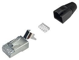 MH CONNECTORS MHRJC6AR2421 模块连接器, 带电缆夹和黑色护套, RJ45 插头, 1 x 1 (端口), 8P8C, Cat6a, 电缆安装