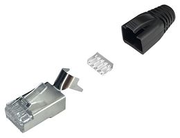 MH CONNECTORS MHRJC6AR2721 Modular Connector, w/Cable Clamp & Black Boot, RJ45 Plug, 1 x 1 (Port), 8P8C, Cat6a, Cable Mount