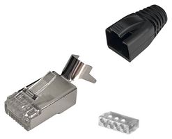MH CONNECTORS MHRJC6AR3621 模块连接器, 带电缆夹和黑色护套, RJ45 插头, 1 x 1 (端口), 8P8C, Cat6a, 电缆安装