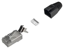 MH CONNECTORS MHRJC6R1421 模块连接器, 带电缆夹和黑色护套, RJ45 插头, 1 x 1 (端口), 8P8C, Cat6, 电缆安装