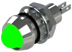 MARL 514-114-21 发光二极管指示器 面板安装, 绿色, 12 VDC, 12.7 mm, 20 mA, 60 mcd, IP67