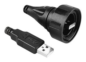 BULGIN LIMITED PX0840/AA/5M00 USB Cable, Type A Plug to Sealed Type A Plug, 5 m, 16.4 ft, USB 2.0, Black