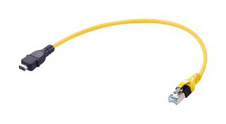 HARTING 33483147805020 以太网线缆, 8触芯, Cat6a, IX A型插头至RJ45插头, 黄色, 2 m, 6.6 ft