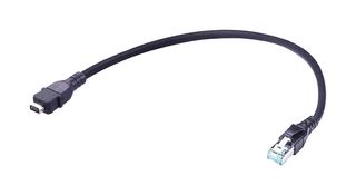 HARTING 33483147819010 Ethernet Cable, 8 Contact, Cat6a, IX Type A Plug to RJ45 Plug, Black, 1 m, 3.3 ft