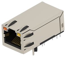 TE CONNECTIVITY 2489107-1 模块连接器, GO/Y LED, RJ45 插座, 1 x 1 (端口), 8P8C, Cat5e, 通孔安装