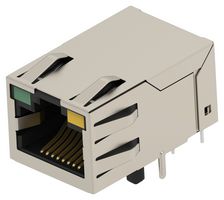 TE CONNECTIVITY 2488960-3 模块连接器, G/Y LED, RJ45 插座, 1 x 1 (端口), 8P8C, Cat5, 通孔安装