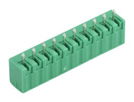 AMPHENOL ANYTEK OQ10325000J0G 端子块, 针座, 3.81 mm, 10 路, 10 A, 300 V, 通孔竖直
