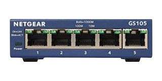 NETGEAR GS105NA 开关, 5 端口, 非管理千兆以太网, 桌面 / 墙壁安装, RJ45 x 5, 10Mbps, 100Mbps, 1Gbps