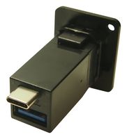 CLIFF ELECTRONIC COMPONENTS CP30235M3B USB Adapter, Black Metal, M3, USB Type C Receptacle + USB Type A Receptacle, USB 3.0