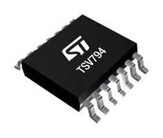 STMICROELECTRONICS TSV794IPT Operational Amplifier, 4 Channels, 50 MHz, 30 V/µs, 2.2V to 5.5V, TSSOP, 14 Pins