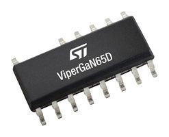 STMICROELECTRONICS VIPERGAN65DTR QR Flyback Controller, Isolated, 9V to 23V, 700V/600mA Switching, 65W, -40°C to 150°C, NSOIC-EP-14