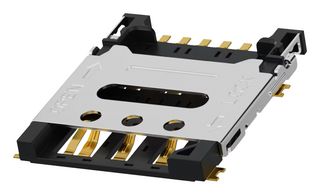 GCT SIM8061-6-1-14-00-A 存储卡连接器, Nano SIM, 铰链, 6 触点, 铜合金, 镀金触芯, SIM8061 Series