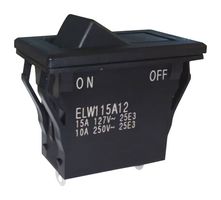 NIDEC COMPONENTS ELW115A12 翘板开关, 密封, 开-关, SPST, 不发光, 面板、咬合, 黑色, ELW Series