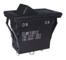 NIDEC COMPONENTS ELW115D12 翘板开关, 密封, 开-开, SPDT, 不发光, 面板、咬合, 黑色, ELW Series