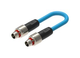 LUMBERG AUTOMATION RP12M-MSSV8X-RP12M-MSSV8X-0552-0300 Sensor Cable, Railway Push Pull, X Code, M12 Plug, M12 Plug, 8 Positions, 3 m, 9.8 ft