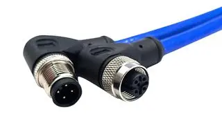 MUELLER ELECTRIC C4BD81M005 Sensor Cable, A-Coded, Blue, 90° M12 Plug, 90° M12 Receptacle, 4 Positions, 5 m, 16.4 ft
