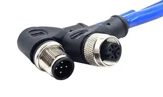 MUELLER ELECTRIC C5BD82M010 Sensor Cable, A-Coded, Blue, 90° M12 Plug, 90° M12 Receptacle, 5 Positions, 10 m, 32.8 ft