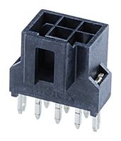MOLEX 105312-1106 引脚针座, 黑色, 电源, 线至板, 2.5 mm, 2 排, 6 触点, 通孔直型, Nano-Fit 105312 Series