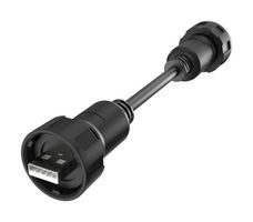 AMPHENOL COMMUNICATIONS SOLUTIONS MRUAM6180A0 USB Cable, Bayonet Lock Both Ends, Type A Plug to Type A Plug, 1 m, 3.3 ft, USB 2.0, Black