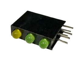 MULTICOMP PRO BL-51YGG-3 电路板指示灯, 黄, 绿, 3 LED灯, 通孔安装, T-1 (3mm), Y 20mA, G 20mA, 黄 80mcd, 绿 80mcd