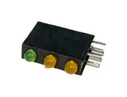 MULTICOMP PRO BL-51GAA-3 电路板指示灯, 绿色,桔色, 3 LED灯, 通孔安装, T-1 (3mm), O 20mA, G 20mA, 绿 80mcd,橙 60mcd