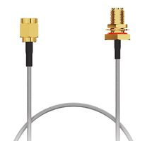 GCT CABLE 234 RF-0500-A-1 射频/同轴电缆组件, IP67, IP68, 19.7 ", 500 mm, RG178, SMA RP 插头, SMA RP 隔板式插孔, 50 ohm