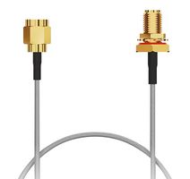 GCT CABLE 243 RF-0500-A-1 RF / Coaxial Cable Assembly, IP67, IP68, 19.7 ", 500 mm, RG178, SMA Plug, SMA Bulkhead Jack, 50 ohm