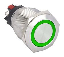 MULTICOMP PRO MP015813 发光二极管指示器 面板安装, 圆形,螺丝端子, 绿色, 24 V, 22 mm, 15 mA, IP67