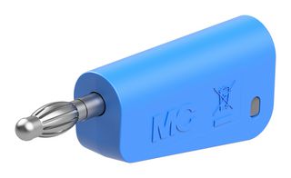 STAUBLI 64.1044-23 香蕉测试连接器, 4mm, 插头, 电缆安装, 32 A, 60 VDC, 镀镍触芯, 蓝色