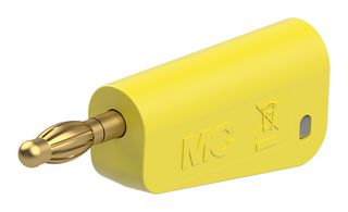 STAUBLI 64.1041-24 Banana Test Connector, 4 mm, Plug, Cable Mount, 19 A, 60 VDC, Gold Plated Contacts, Yellow