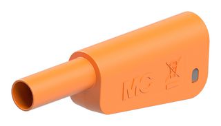 STAUBLI 66.2020-30 香蕉测试连接器, 4mm, 插头, 电缆安装, 19 A, 1 kV, 镀镍触芯, 橙色