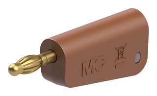 STAUBLI 64.1043-27 香蕉测试连接器, 4mm, 插头, 电缆安装, 32 A, 60 VDC, 镀金触芯, 棕色
