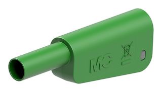 STAUBLI 66.2022-25 Banana Test Connector, 4mm, Plug, Cable Mount, 32 A, 1 kV, Nickel Plated Contacts, Green