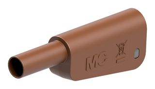 STAUBLI 66.2024-27 Banana Test Connector, 4mm, Plug, Cable Mount, 32 A, 1 kV, Nickel Plated Contacts, Brown