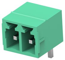 BUCHANAN - TE CONNECTIVITY 2842504-2 Terminal Block, 1Row, Green, Header, 3.81 mm, 2 Ways, 8 A, 300 V, Through Hole Right Angle