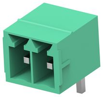 BUCHANAN - TE CONNECTIVITY 2842478-2 Terminal Block, 1Row, Green, Header, 3.5 mm, 2 Ways, 8 A, 300 V, Through Hole Right Angle