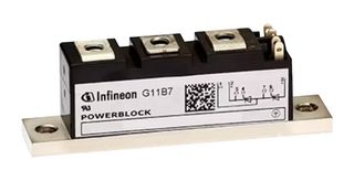 INFINEON TD92N16KOFHPSA2 Thyristor Module, Phase Control, 1.6kV, 102A, 120mA Igt, 1.4V Vgt, Panel