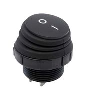 E-SWITCH RRS20F1ABLKBLKWHT3NP 翘板开关, 开-关, SPST-常开, 不发光, 面板安装, 黑色, RRS20 Series