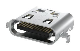 AMPHENOL COMMUNICATIONS SOLUTIONS 12402094E512A USB Connector, Middle mount, USB Type C, Receptacle, 24 Ways, Surface Mount, Through Hole Mount