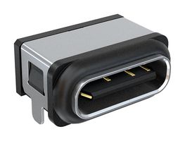 AMPHENOL COMMUNICATIONS SOLUTIONS 10179753-00011LF 密封连接器, USB, USB C, USB 2.0, 插座, 6路, 表面安装, 通孔安装直角, IPX7