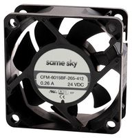 SAME SKY CFM-6025BF-290-479-20 DC Axial Fan, 24 V, Square, 60 mm, 25 mm, Ball Bearing, 43.1 CFM