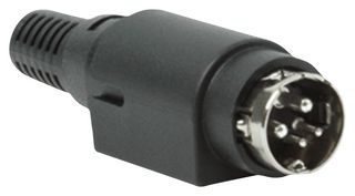 SAME SKY PDP-40 连接器, DIN音频/视频, 电源, 4 触点, 插头, 电缆安装, 焊接, 镀银触芯, 金属化ABS (丙烯腈丁二烯苯乙烯)主体